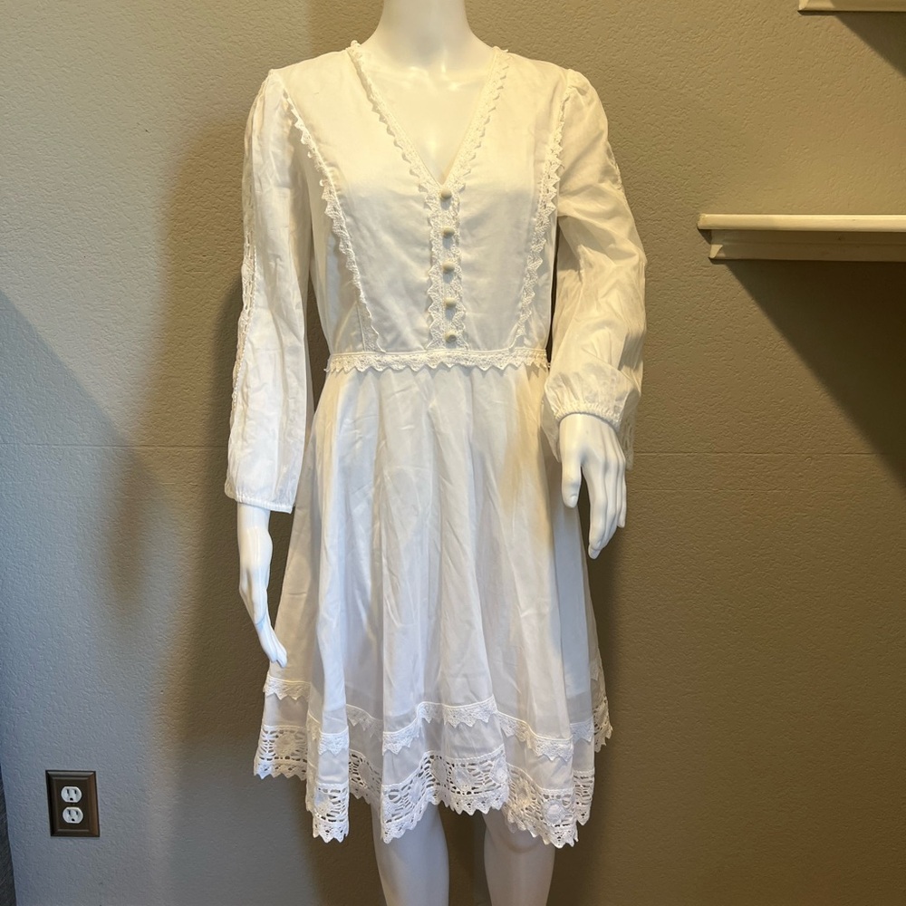 Blumarine Ivory Lace-Accented Dress